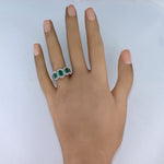 Vintage Estate 14k Yellow Gold 2.75ctw Emerald & Diamond Band Ring