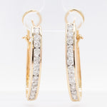 14k Yellow Gold 24 St. Diamond J-Hoop Earrings 2.40ctw H SI1 5.4dwt