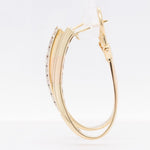 14k Yellow Gold 24 St. Diamond J-Hoop Earrings 2.40ctw H SI1 5.4dwt