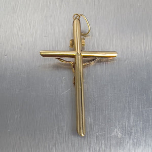 Vintage Estate 14k Yellow Gold Crucifix INRI Cross 2.1 in. Pendant 4.3g