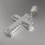 14k White Gold Round Diamond Cross Pendant 0.95ctw G VS2 26.7g