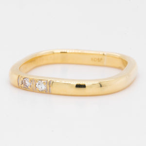 18k Yellow Gold Two Stone Diamond Mid Knuckle Band 0.05ctw Ring Size 2.75