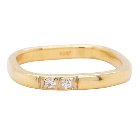 18k Yellow Gold Two Stone Diamond Mid Knuckle Band 0.05ctw Ring Size 2.75