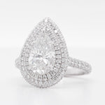 Platinum 950 GIA Pear Diamond G SI2 Double Halo Engagement Ring 3.98ctw Size 6