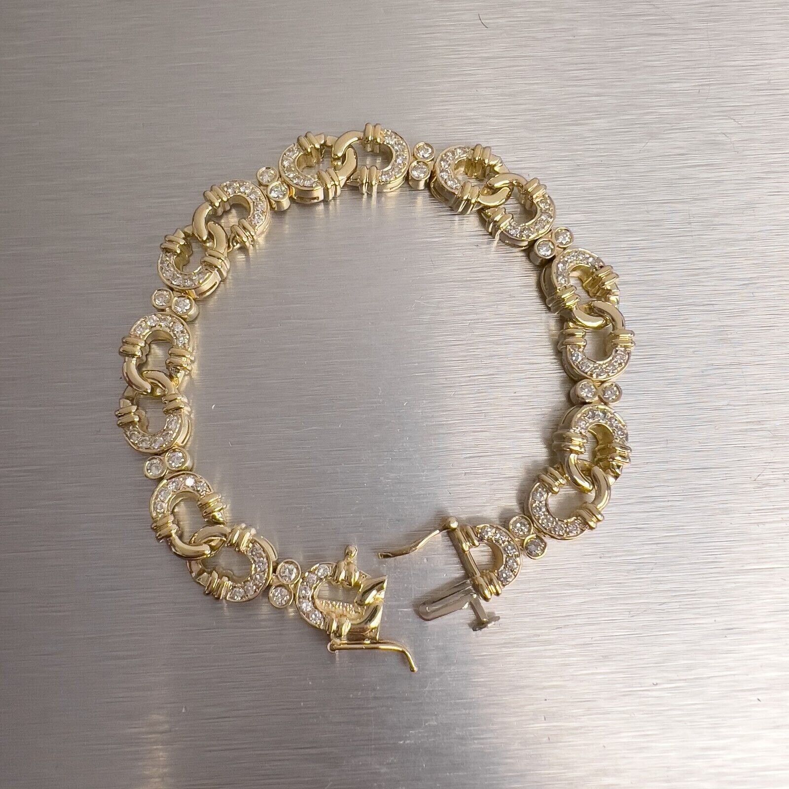 14k Yellow Gold Diamond Figure 8 Link Bracelet 1.50ctw G VS2 7.00" 28.8g