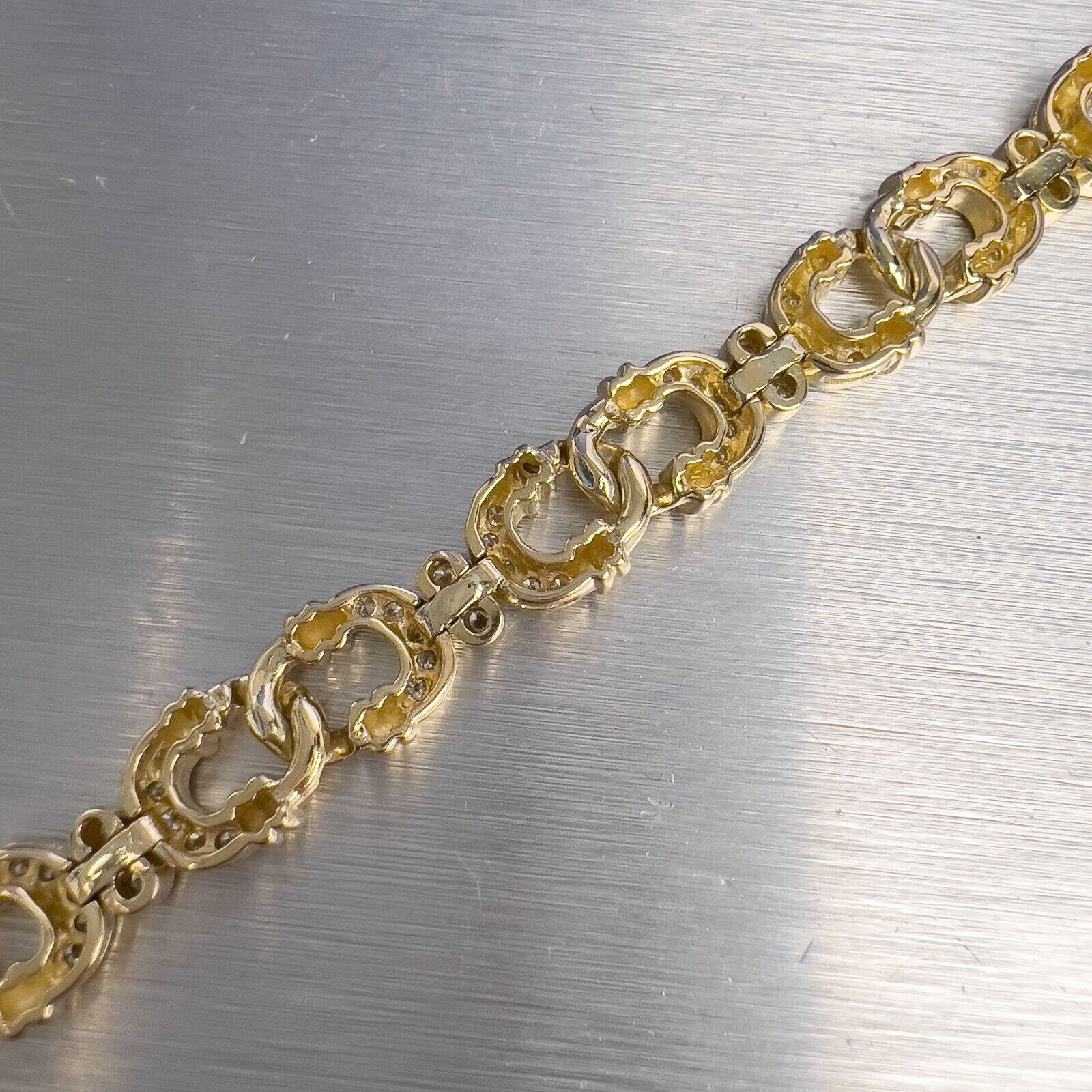 14k Yellow Gold Diamond Figure 8 Link Bracelet 1.50ctw G VS2 7.00" 28.8g