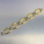 18k White & Yellow Gold Two Row Knot Station Bracelet 7.25" 82.6g