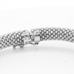 14k White Gold Beaded Mesh Hinged Bangle Bracelet 6.75" 20.4g ITALY