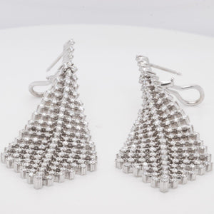 14k White Gold Diamond Sailboat Yacht Sails Dangle Earrings 4.20ctw G VS2 21.3g