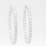 14k White Gold Diamond In & Out Oval Hoop Earrings 6.84ctw G VS2 - Snap Closure