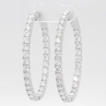 14k White Gold Diamond In & Out Oval Hoop Earrings 6.84ctw G VS2 - Snap Closure