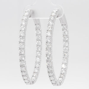 14k White Gold Diamond In & Out Oval Hoop Earrings 6.84ctw G VS2 - Snap Closure