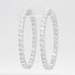 14k White Gold Diamond In & Out Oval Hoop Earrings 6.84ctw G VS2 - Snap Closure