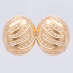 18k Yellow Gold Diamond Swirl Chunky Oval Omega Back Earrings 0.50ctw F-G VS2