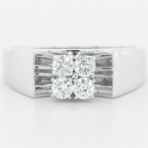 18k White Gold Diamond 4 Stone Band 0.35ctw G SI1-SI2 Ring Size 7.25 4.5g