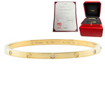 Cartier Love Small 18k Yellow Gold 6 Diamond Bangle Bracelet Size 16 BOX CERT