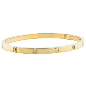 Cartier Love Small 18k Yellow Gold 6 Diamond Bangle Bracelet Size 16 BOX CERT