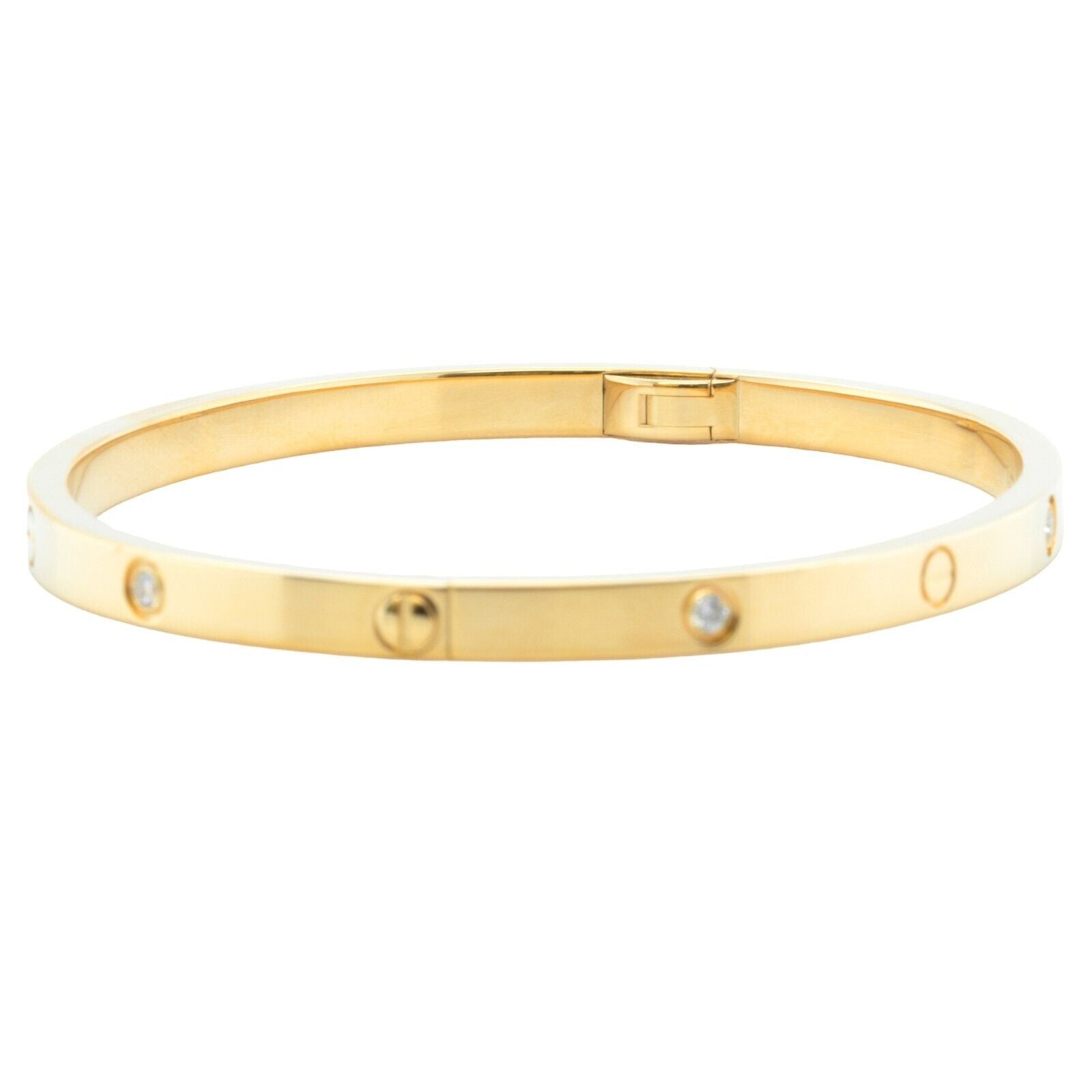 Cartier Love Small 18k Yellow Gold 6 Diamond Bangle Bracelet Size 16 BOX CERT