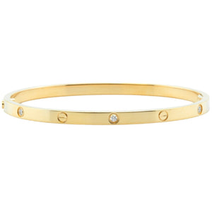 Cartier Love Small 18k Yellow Gold 6 Diamond Bangle Bracelet Size 16 BOX CERT