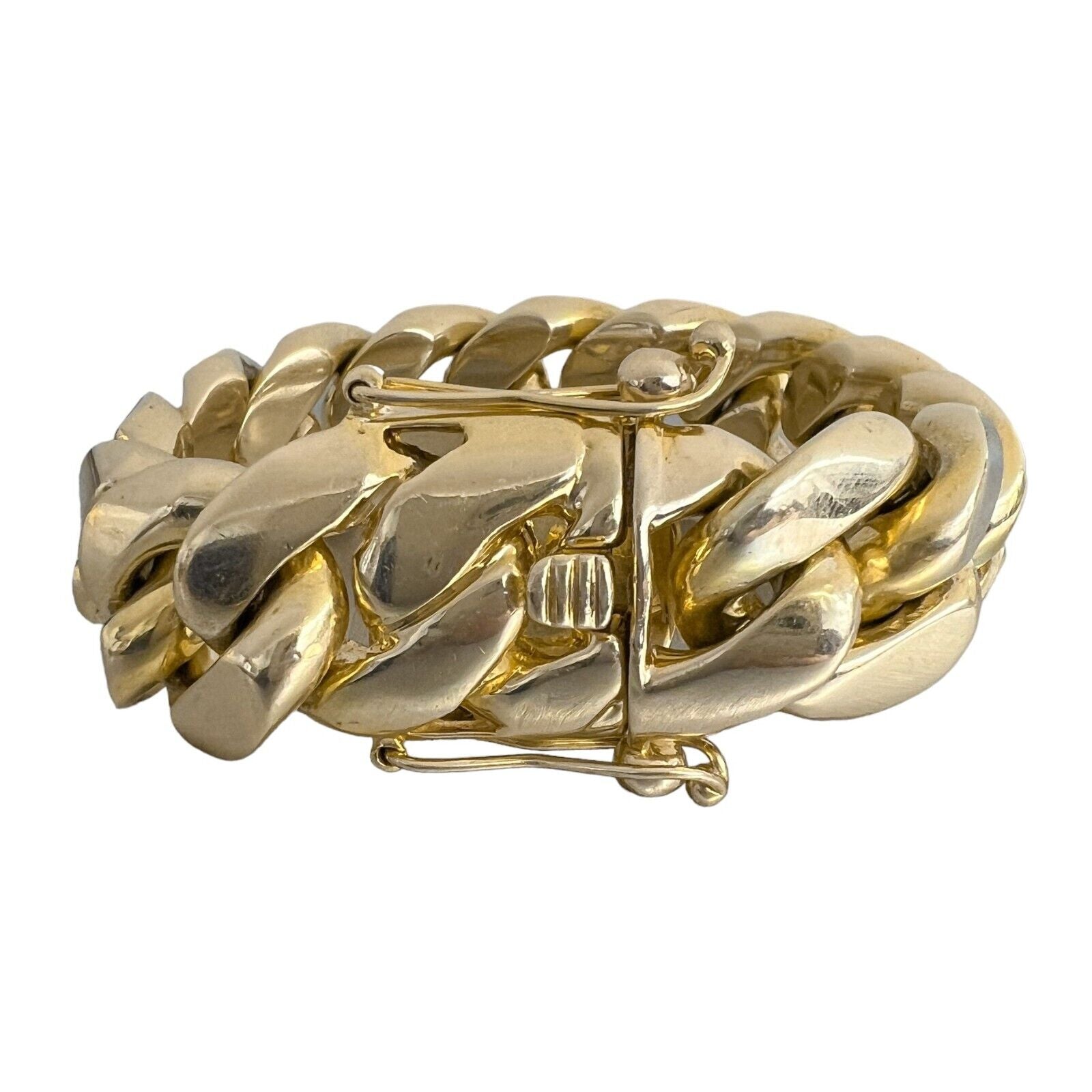14k Yellow Gold Cuban Link 22.5mm Box Clasp Bracelet 8.75 HEAVY HUGE
