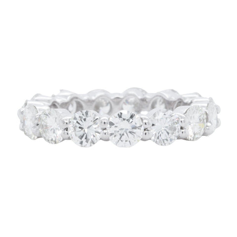 14k White Gold 15 Stone Round Diamond Eternity Band 3.75ctw G-H VS2-SI1 sz 5.75