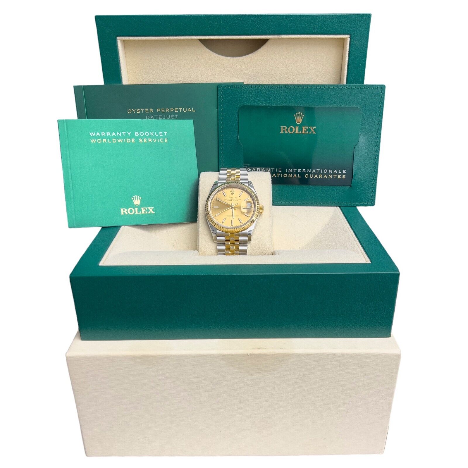 2021 Rolex Datejust 18k Yellow Gold Stainless 36mm Watch 126233 BOX