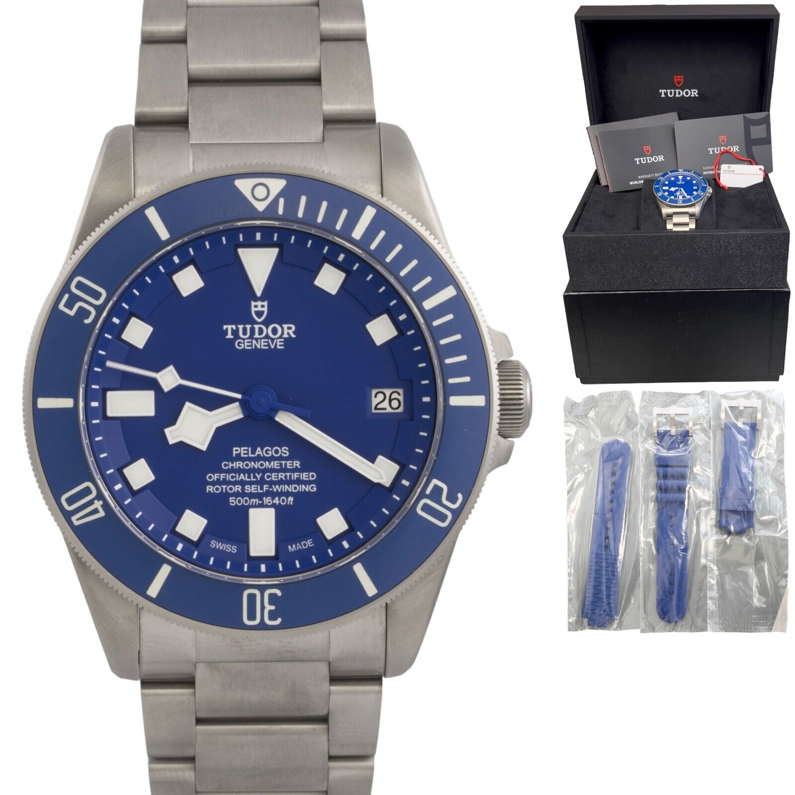 Tudor Pelagos Diver 25600TB Blue Titanium 42mm Watch BOX + CARD + EXTRA STRAPS