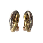 Cartier Trinity Tri Color 750 18k White Yellow & Rose Gold Clip-On Earrings 15g