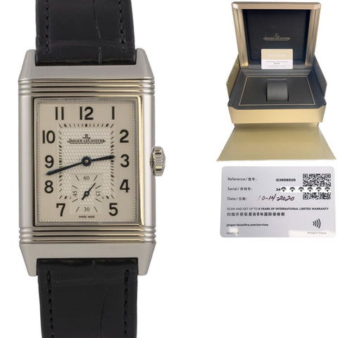 Jaeger LeCoultre Q3858520 Reverso Stainless Steel 46mm Monoface Watch BOX PAPERS