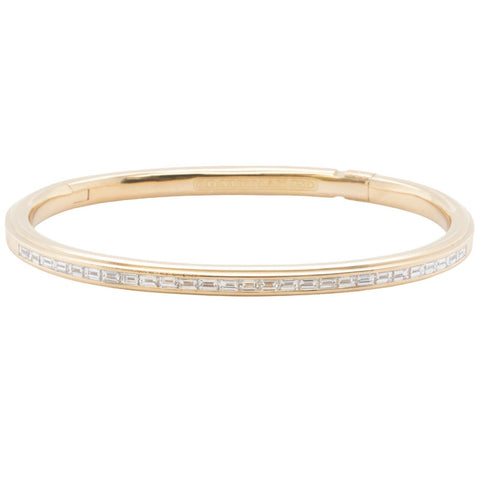 David Yurman Streamline 18k Yellow Gold Baguette Diamond Row Hinged Bangle 7.25"