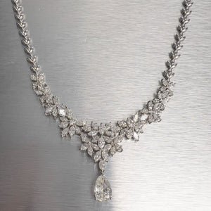 14k White Gold Marquise & Pear Diamond Collier Necklace 8.76ctw G-H VS-SI 17"