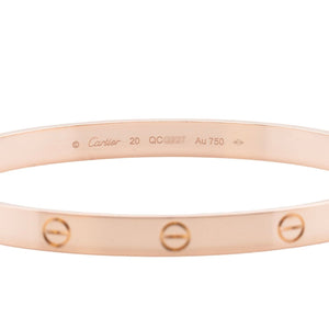 2022 Cartier Love 18k Rose Gold Bangle Bracelet Size 20 BOX & CERTIFICATE