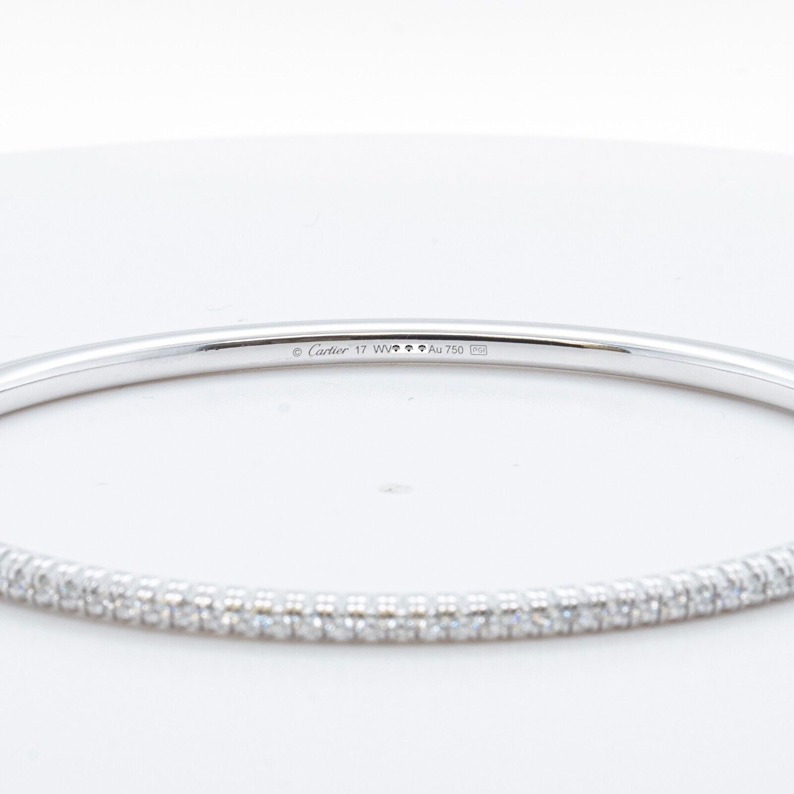 Cartier Etincelle Diamond 18k White Gold Size 17 Bangle Bracelet 0.60ctw POUCH