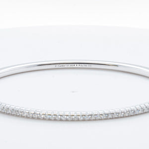 Cartier Etincelle Diamond 18k White Gold Size 17 Bangle Bracelet 0.60ctw POUCH