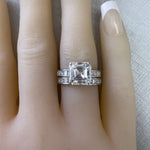 GIA Platinum Square EMC Diamond Engagement & Wedding Ring Set 4.48ctw Size 5