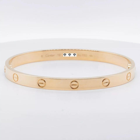 2024 NEW STYLE Cartier Love 18k Yellow Gold Bangle Bracelet Size 19 BAG BOX CERT