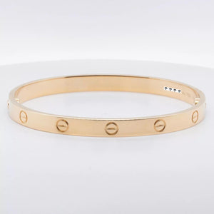 2024 NEW STYLE Cartier Love 18k Yellow Gold Bangle Bracelet Size 19 BAG BOX CERT