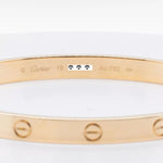 2024 NEW STYLE Cartier Love 18k Yellow Gold Bangle Bracelet Size 19 BAG BOX CERT