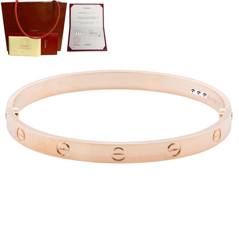 2024 NEW STYLE Cartier Love 18k Rose Gold Bangle Bracelet Size 19 BAG BOX CERT