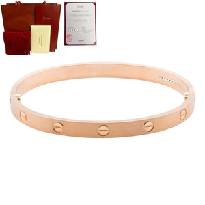 2024 NEW STYLE Cartier Love BRUSHED 18k Rose Gold Bracelet Size 19 BAG BOX CERT