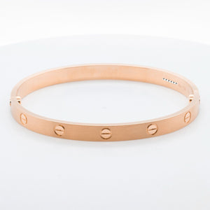 2024 NEW STYLE Cartier Love BRUSHED 18k Rose Gold Bracelet Size 19 BAG BOX CERT