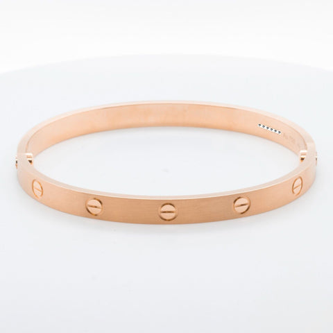 2024 NEW STYLE Cartier Love BRUSHED 18k Rose Gold Bracelet Size 19 BAG BOX CERT