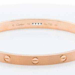 2024 NEW STYLE Cartier Love BRUSHED 18k Rose Gold Bracelet Size 19 BAG BOX CERT