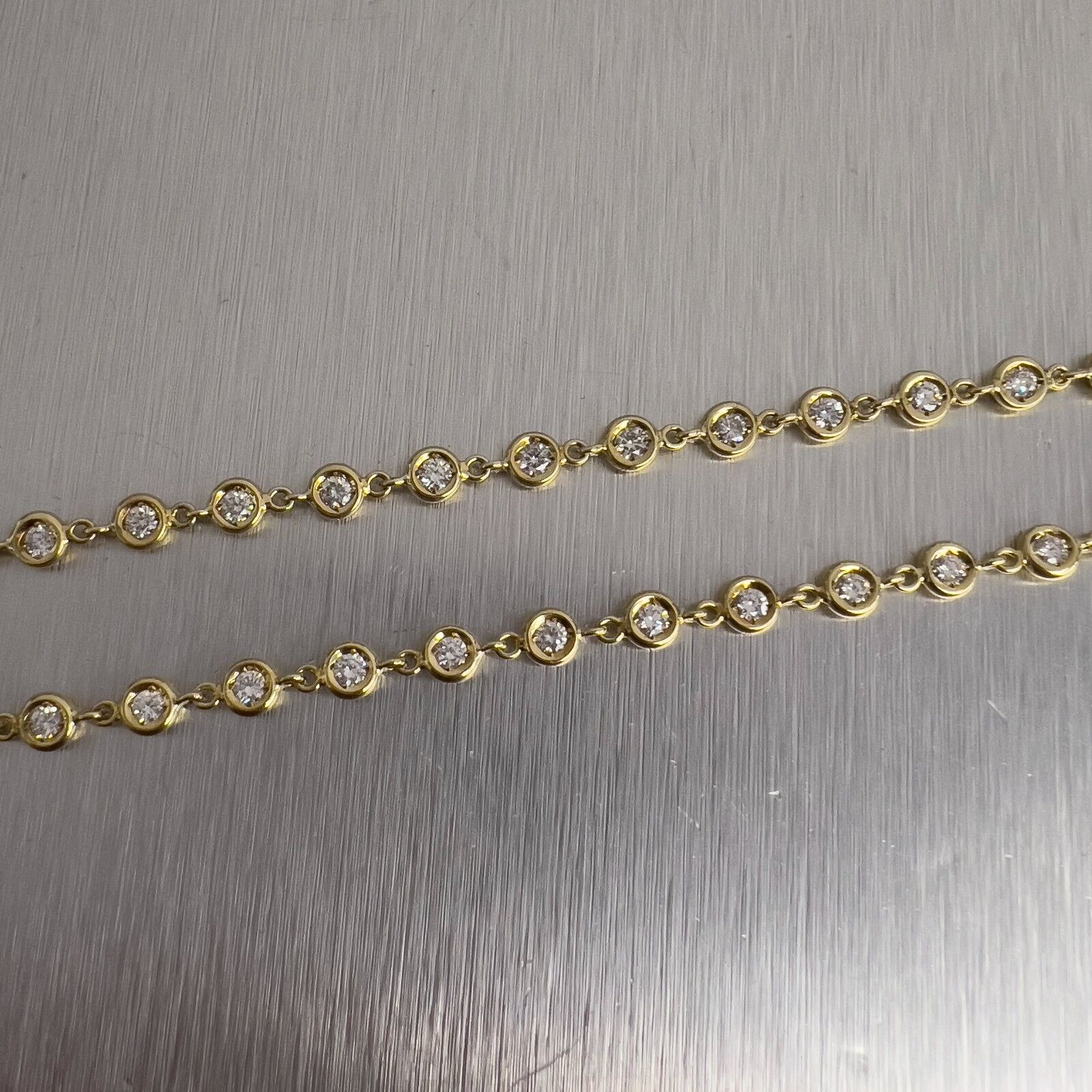 18k Yellow Gold Diamond by the Yard Station Necklace 2.75ctw G VS 15.5" 12.6g