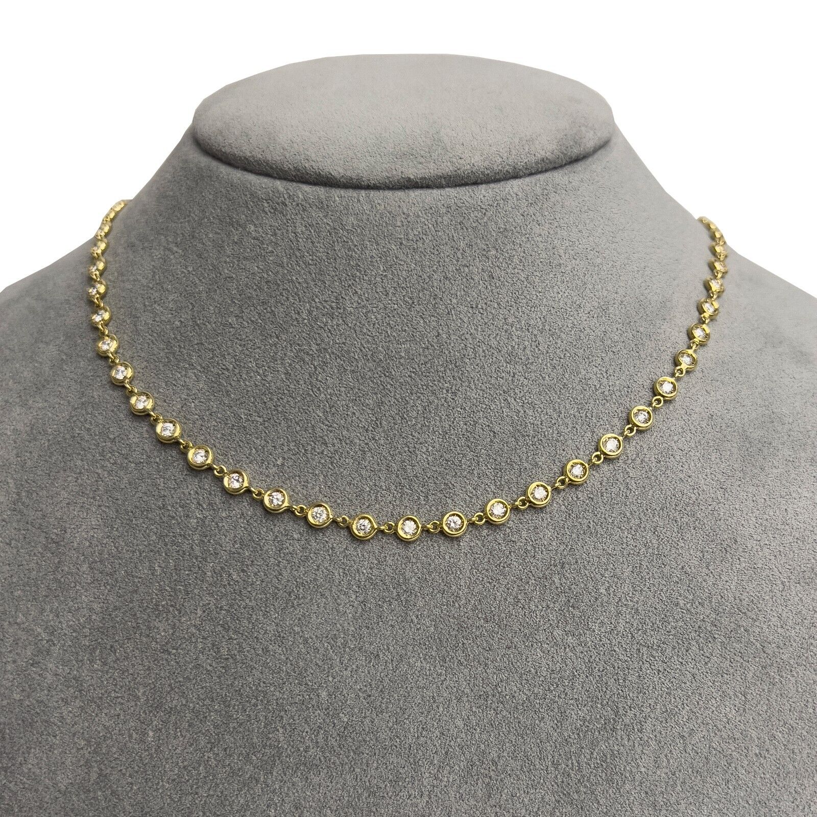 18k Yellow Gold Diamond by the Yard Station Necklace 2.75ctw G VS 15.5" 12.6g