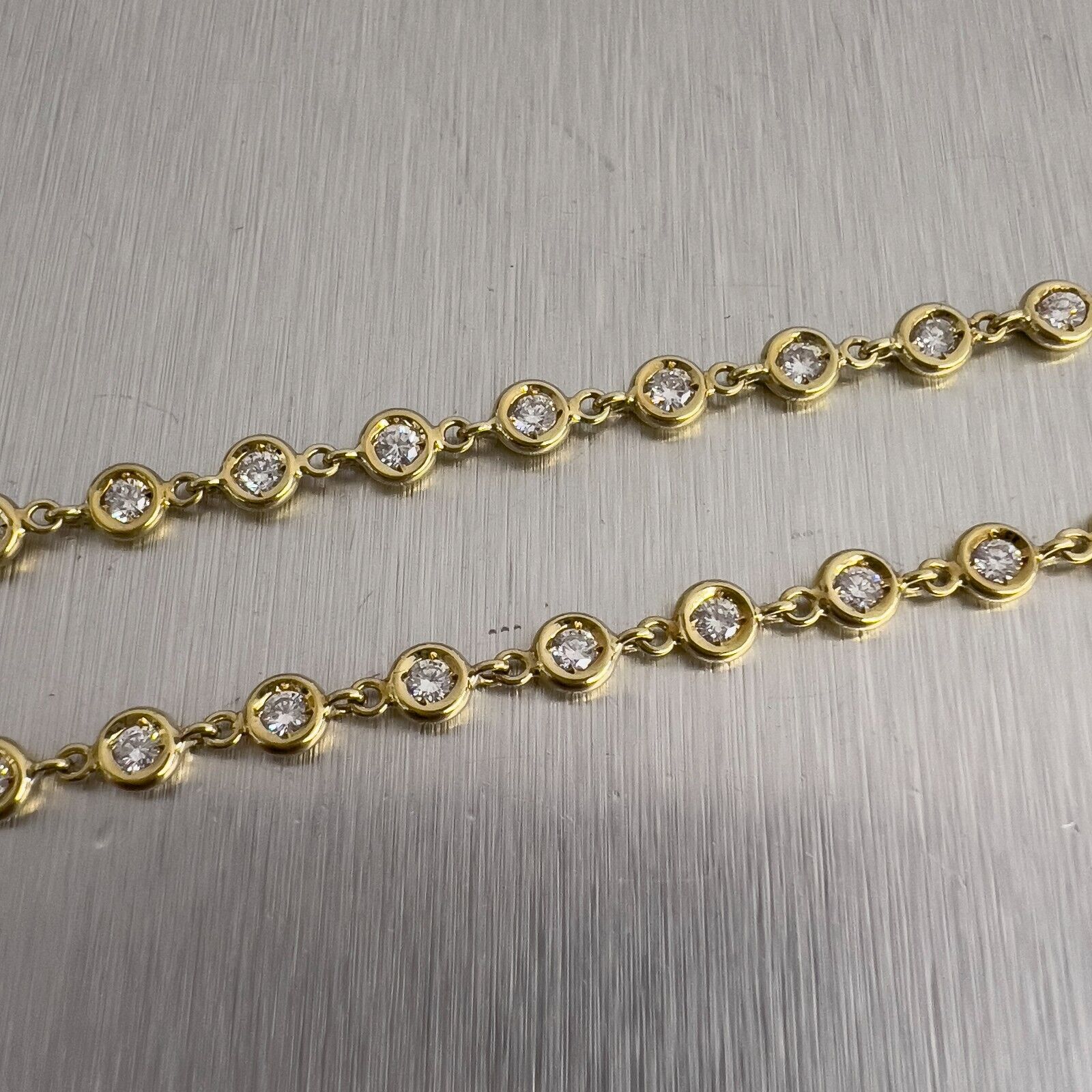 18k Yellow Gold Diamond by the Yard Station Necklace 2.75ctw G VS 15.5" 12.6g