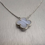 Van Cleef & Arpels Vintage Alhambra 18k White Gold Chalcedony Necklace BOX CERT