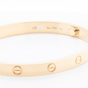 2023 Cartier Love 18k Yellow Gold Bangle Bracelet Size 19 BOX & RECIEPT