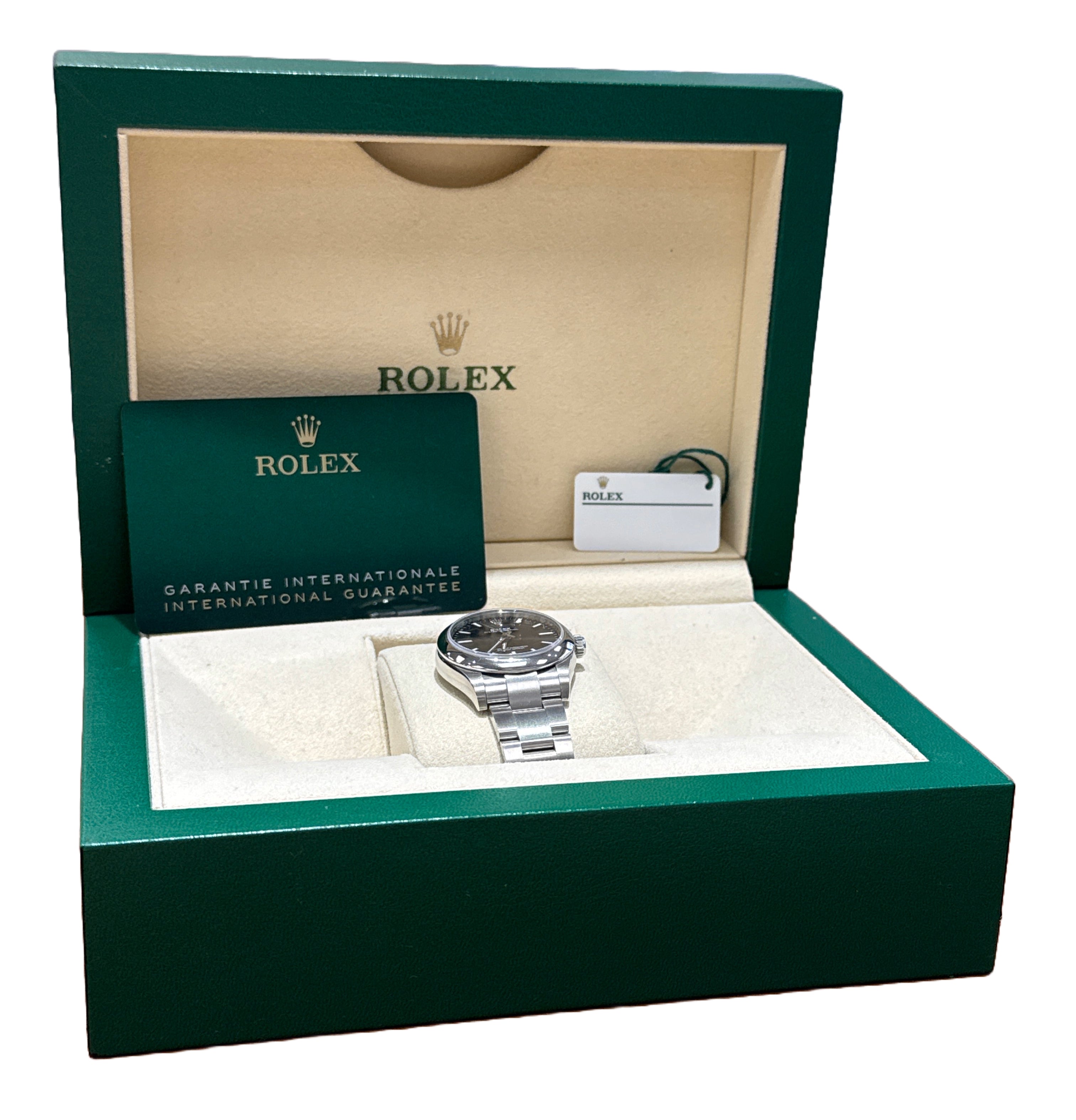 MINT 2022 PAPERS Rolex Oyster Perpetual BLACK Stainless 31mm 277200 Watch BOX