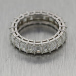 Modern Platinum 5.47ctw Emerald Cut Diamond Eternity Band Ring